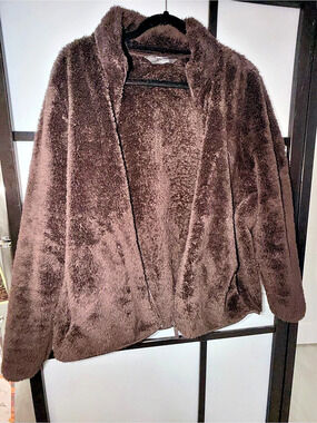 Primark Brown Teddy Sherpa Fleece Zip Jacket Size L